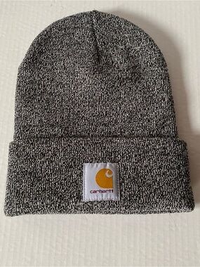 Carhartt Gray Knit Beanie Acrylic Logo Accent Unisex Winter Outdoor, work, Hat